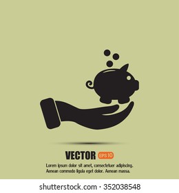 Vector icon saving, piggy bank