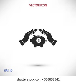 Vector icon saving, piggy bank