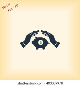 Vector icon saving, piggy bank