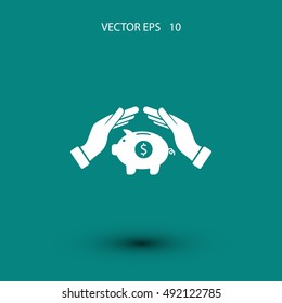 Vector icon saving, piggy bank, flat design best vector icon