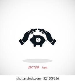 Vector icon saving, piggy bank, flat design best vector icon