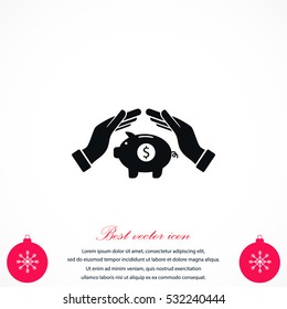 Vector icon saving, piggy bank, flat design best vector icon