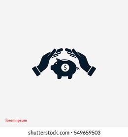 Vector icon saving, piggy bank, flat design best vector icon