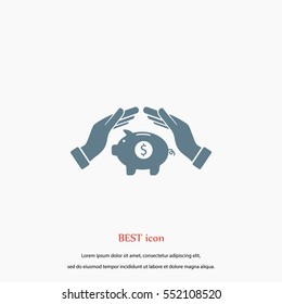 Vector icon saving, piggy bank, flat design best vector icon
