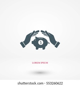 Vector icon saving, piggy bank, flat design best vector icon