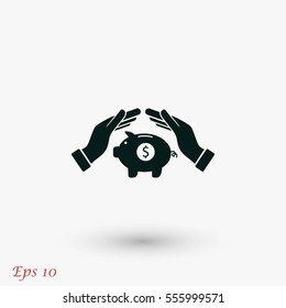Vector icon saving, piggy bank, flat design best vector icon