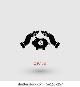 Vector icon saving, piggy bank, flat design best vector icon