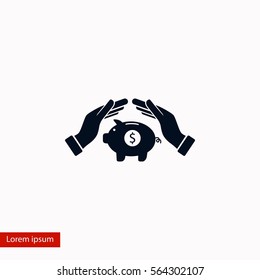 Vector icon saving, piggy bank, flat design best vector icon