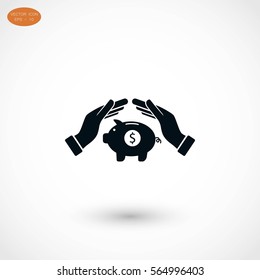 Vector icon saving, piggy bank, flat design best vector icon