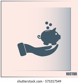Vector icon saving, piggy bank