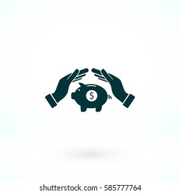 Vector icon saving, piggy bank, flat design best vector icon