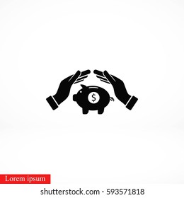 Vector icon saving, piggy bank, flat design best vector icon