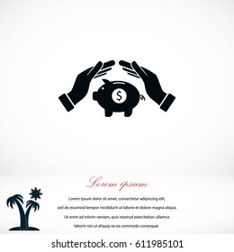 Vector icon saving, piggy bank, flat design best vector icon