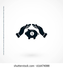 Vector icon saving, piggy bank, flat design best vector icon