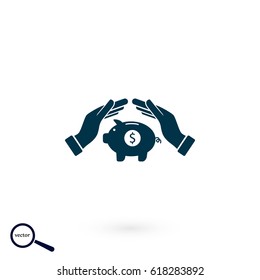 Vector icon saving, piggy bank, flat design best vector icon