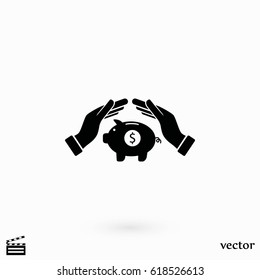 Vector icon saving, piggy bank, flat design best vector icon