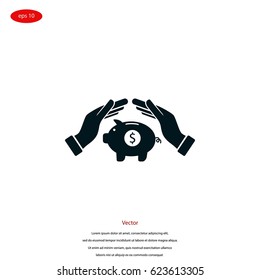 Vector icon saving, piggy bank, flat design best vector icon