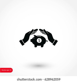 Vector icon saving, piggy bank, flat design best vector icon