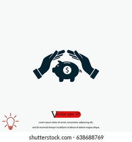 Vector icon saving, piggy bank, flat design best vector icon