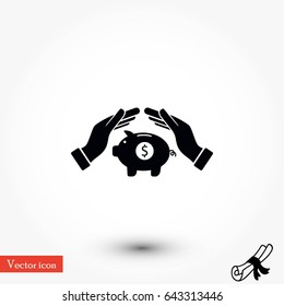 Vector icon saving, piggy bank, flat design best vector icon