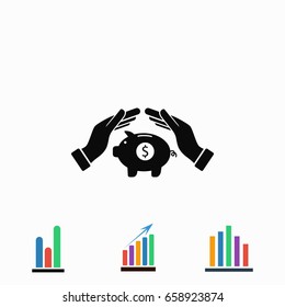 Vector icon saving, piggy bank, flat design best vector icon