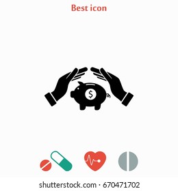 Vector icon saving, piggy bank, flat design best vector icon