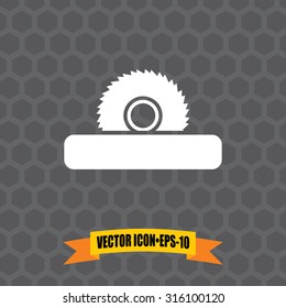Vector Icon of Saw Wheel on Dark Gray Background. Eps.10.