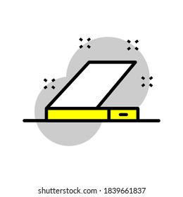 Icono del vector del color amarillo del escáner con estilo de línea