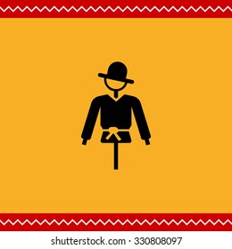 Vector icon of scarecrow on pole silhouette