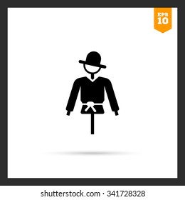 Vector icon of scarecrow on pole silhouette