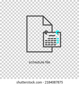 Vector Icon of schedule document. Vector illustration in dark color and transparent background (png).