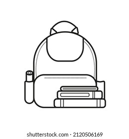 Vector icon with school backpack books and notebooks