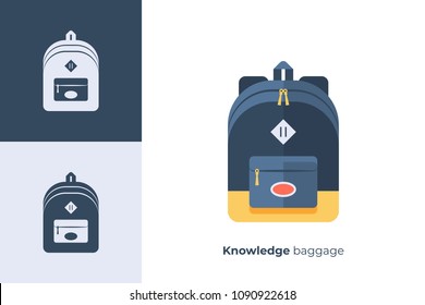 Vector icon of school backpack in flat style.