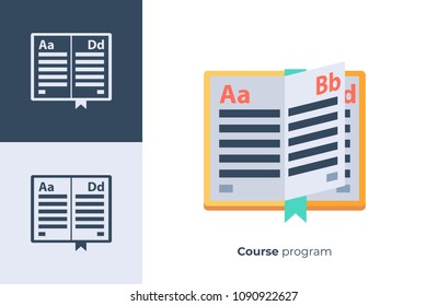 Vector icon of school book in flat style.