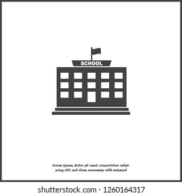 Vector icon school building on white isolated background. Layers grouped for easy editing illustration. For your design.