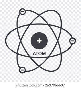 Vector icon of scientific model of atomic structure.