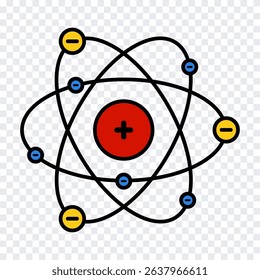 Vector icon of scientific model of atomic structure.