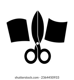 Vector icon of scissors cutting paper, Graphic design, Vector art