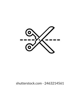 Vector icon of scissors representing cut here, emphasizing precision cutting