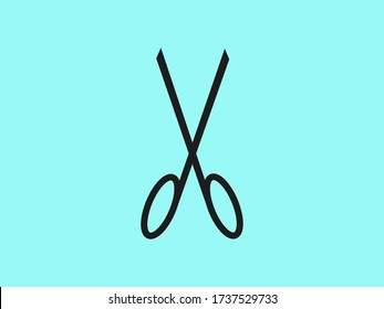 vector icon, scissors symbol, crop, stationery tool in flat style scissors.