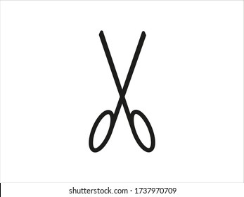 Vektor-Ikone, Scheren-Symbol, Ernte, Schreibpapier-Werkzeug in flacher Schere.