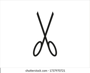 vector icon, scissors symbol, crop, stationery tool in flat style scissors.