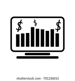 Vector icon screen with growth charts. Business concept