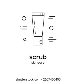 Vector icon of scrub. Beauty products and online shopping. Korean cosmetics. Can be used as illustration in magazine, banner, social media, highlights, typographic, web design. Skin care concept.