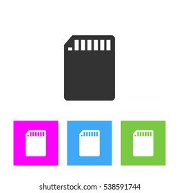 Vector Icon SD card. black silhouette