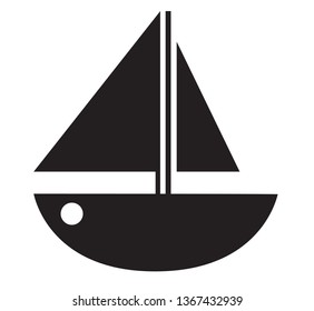Vector icon sea black summer boat yach isolated on white background