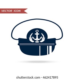 Vector icon sea captain's hat, vector illustration captains hat, isolated on white background.