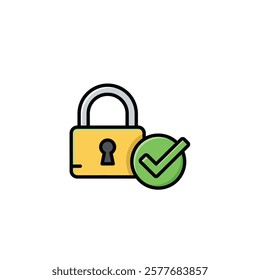 Vector icon: A Secure connection symbol with a lock and a checkmark