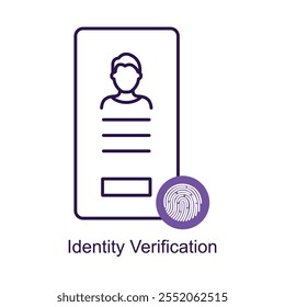 Icono de Vector para la verificación segura de la identidad. Destaca los controles biométricos y documentales para la Identificación personal.