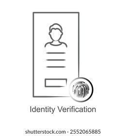 Icono de Vector para la verificación segura de la identidad. Destaca los controles biométricos y documentales para la Identificación personal.